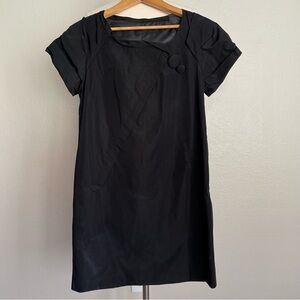 Size XS Black Trench Coat-Like Fabric Dress   In excellent Pre-owned condition.